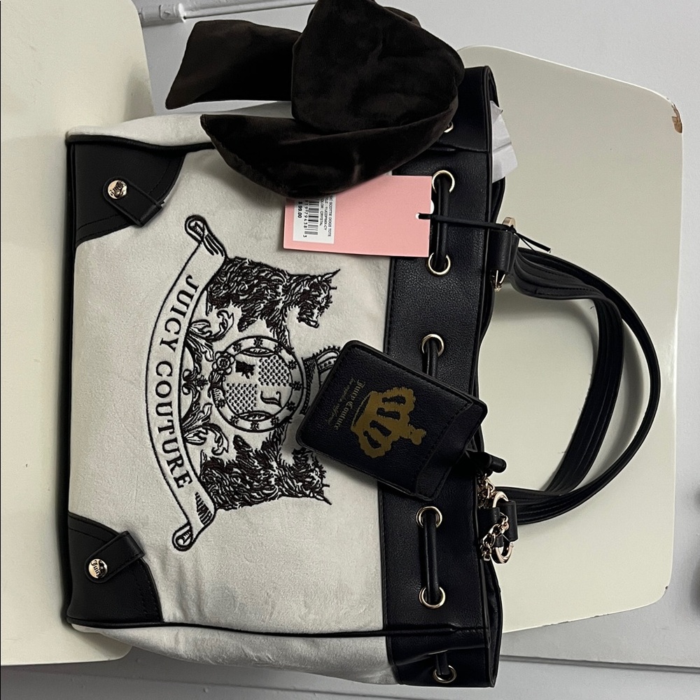 Juicy Couture Black and Cream Tote with Emblem